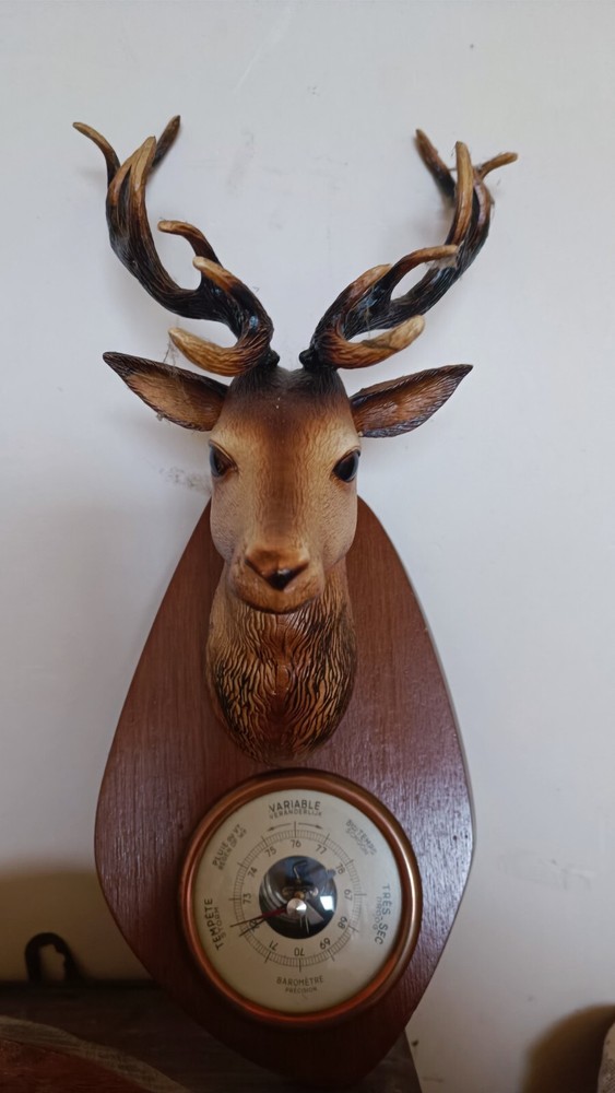 Vintage beautiful BAROMETER Climate Rain Thunderstorm.