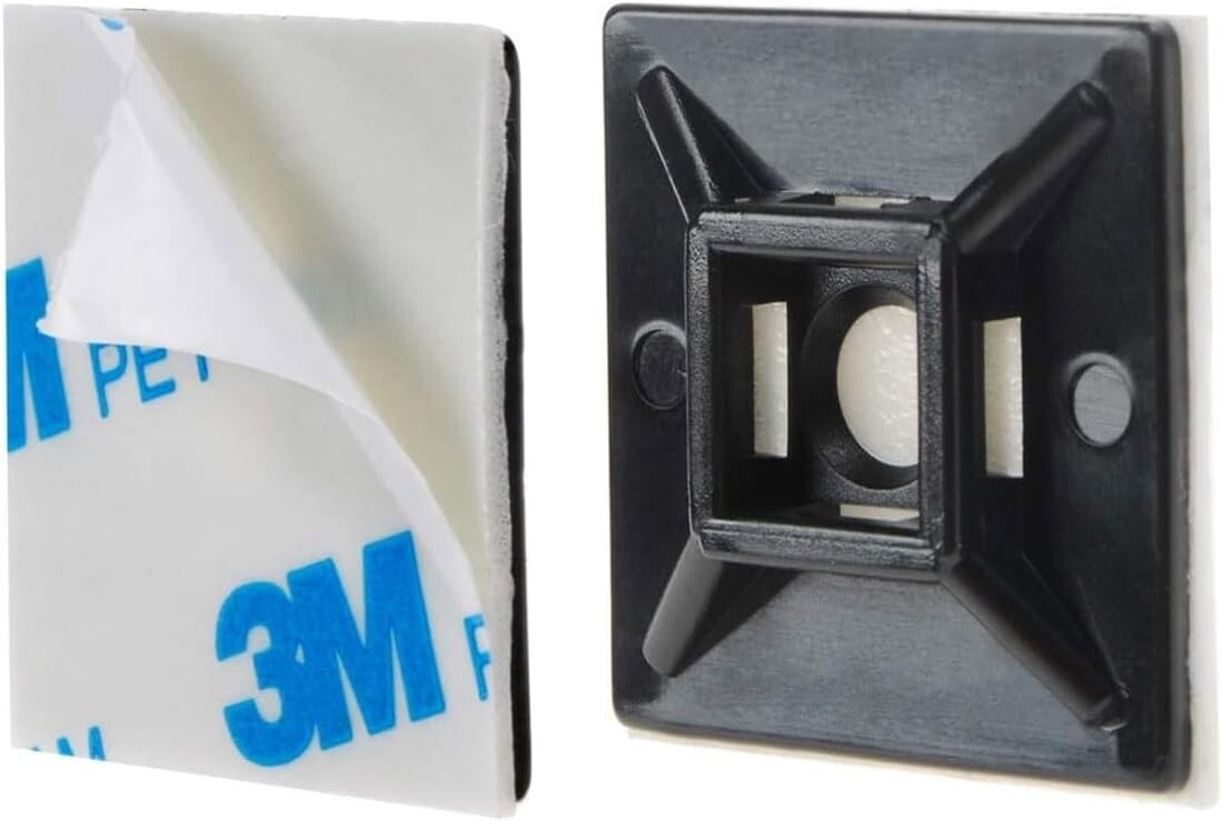 1" Self Adhesive Cable Zip Tie Mounts with 7" Zip Ties each 100pcs Organizing