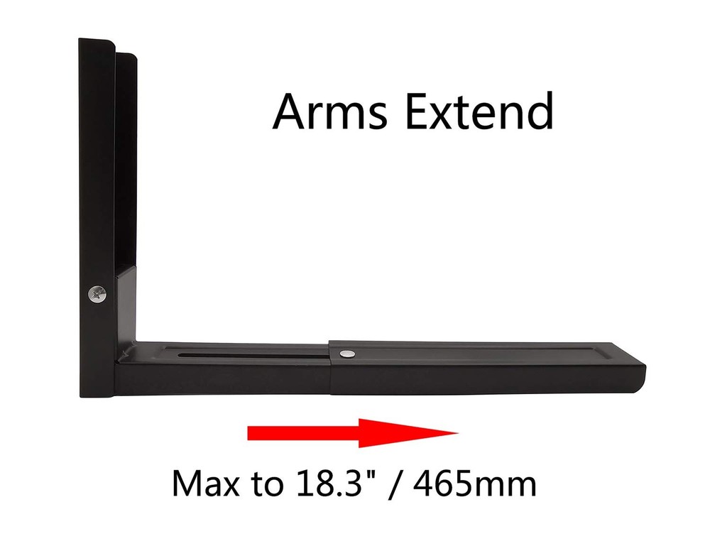 1 Pair Black Universal Microwave Shelf Bracket, Wall Mount, Extend, Foldable