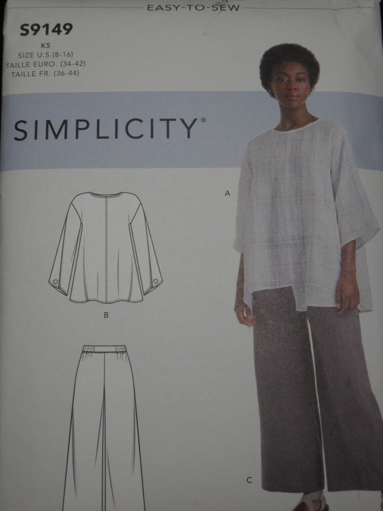 Top and Pull On Pants Misses size 8-16 Simplicity 9149 Sewing Pattern