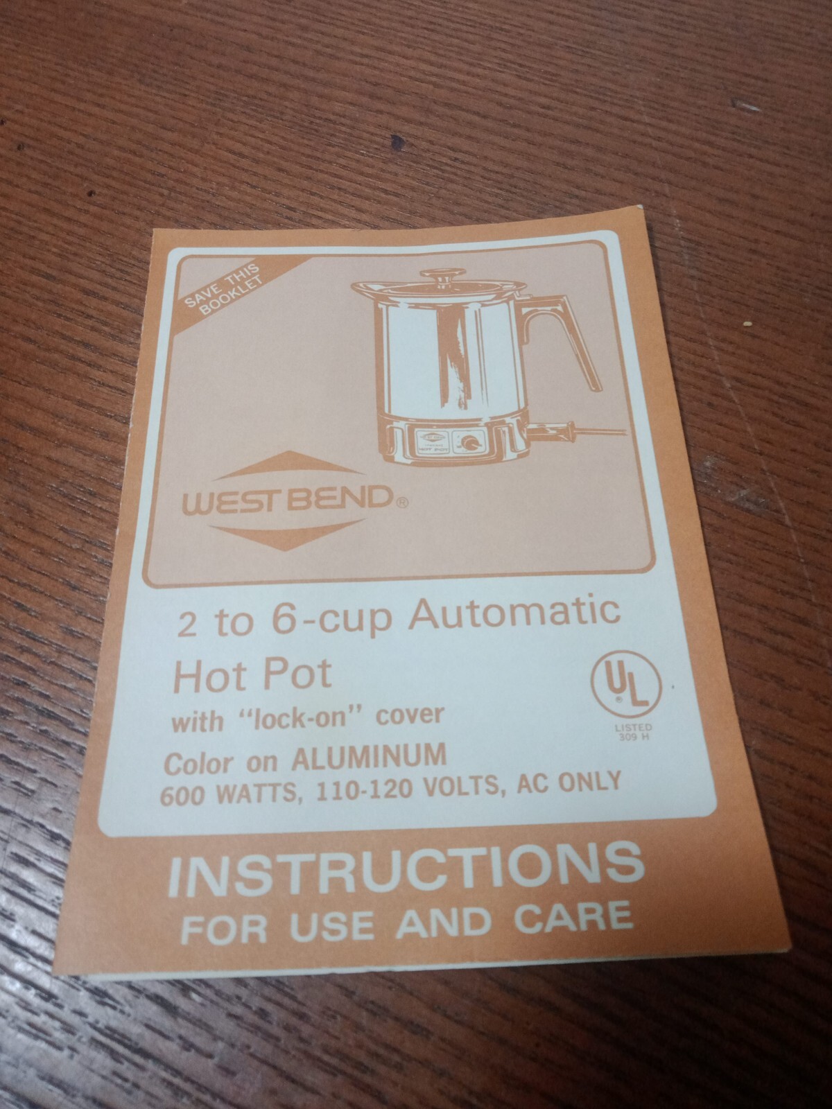Instructions Manual ForWest Bend Automatic Hot Pot 2 TO 6 CUP