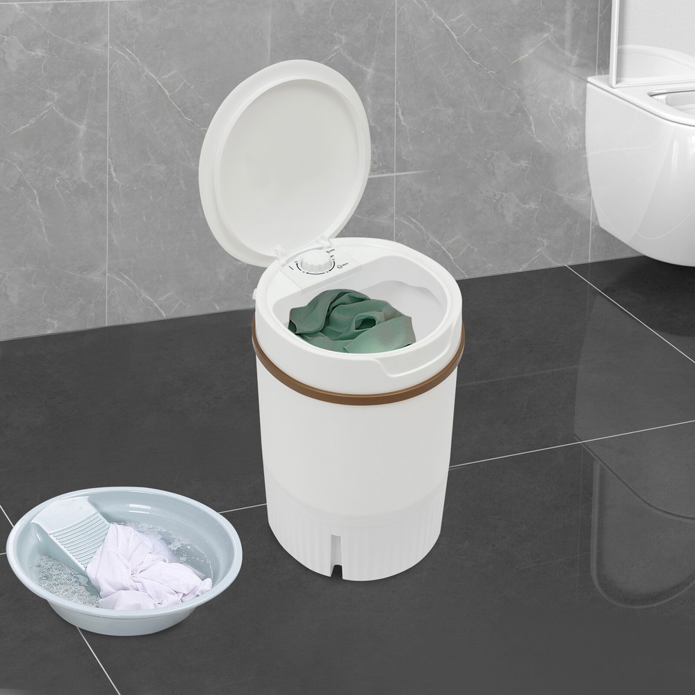 Portable Mini Washing Machine Washer with Drainage Basket Multi-Functional White
