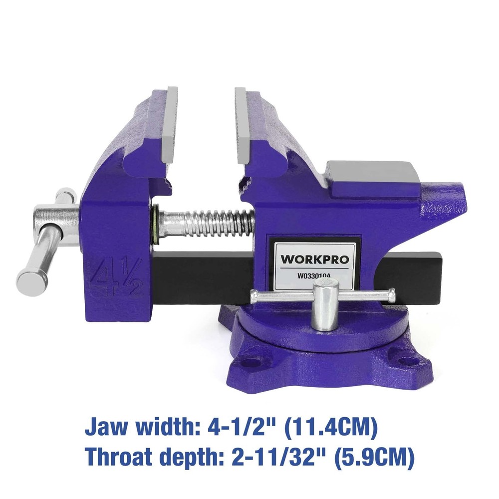WORKPRO 4-1/2" Bench Vise - Versatile Vice for Workbench, Pipe and Home Projects