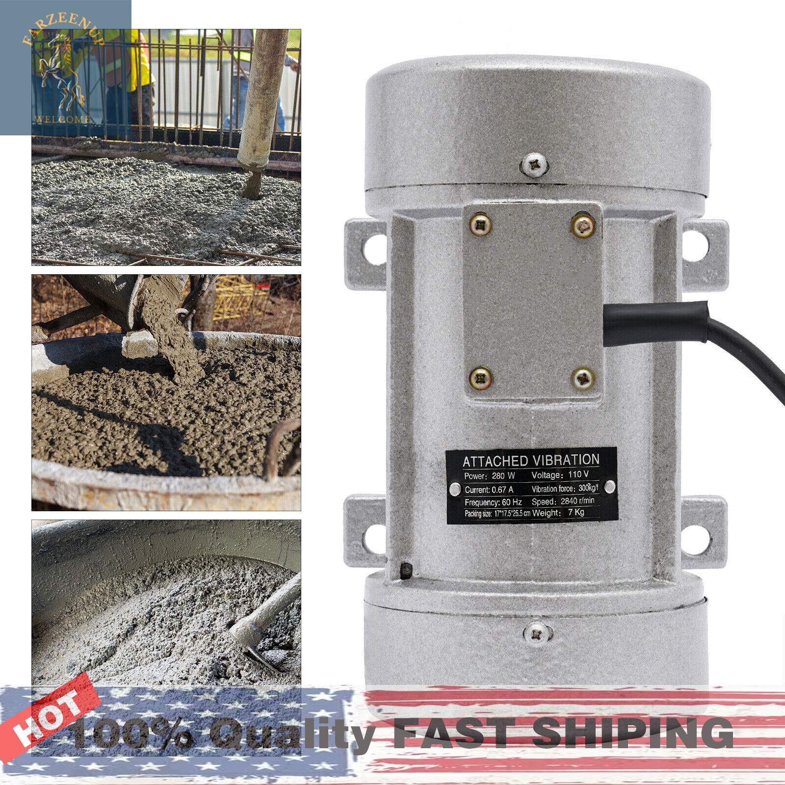Electric Vibration Motor Concrete Vibrator Industrial Cement Concrete Shaker USA