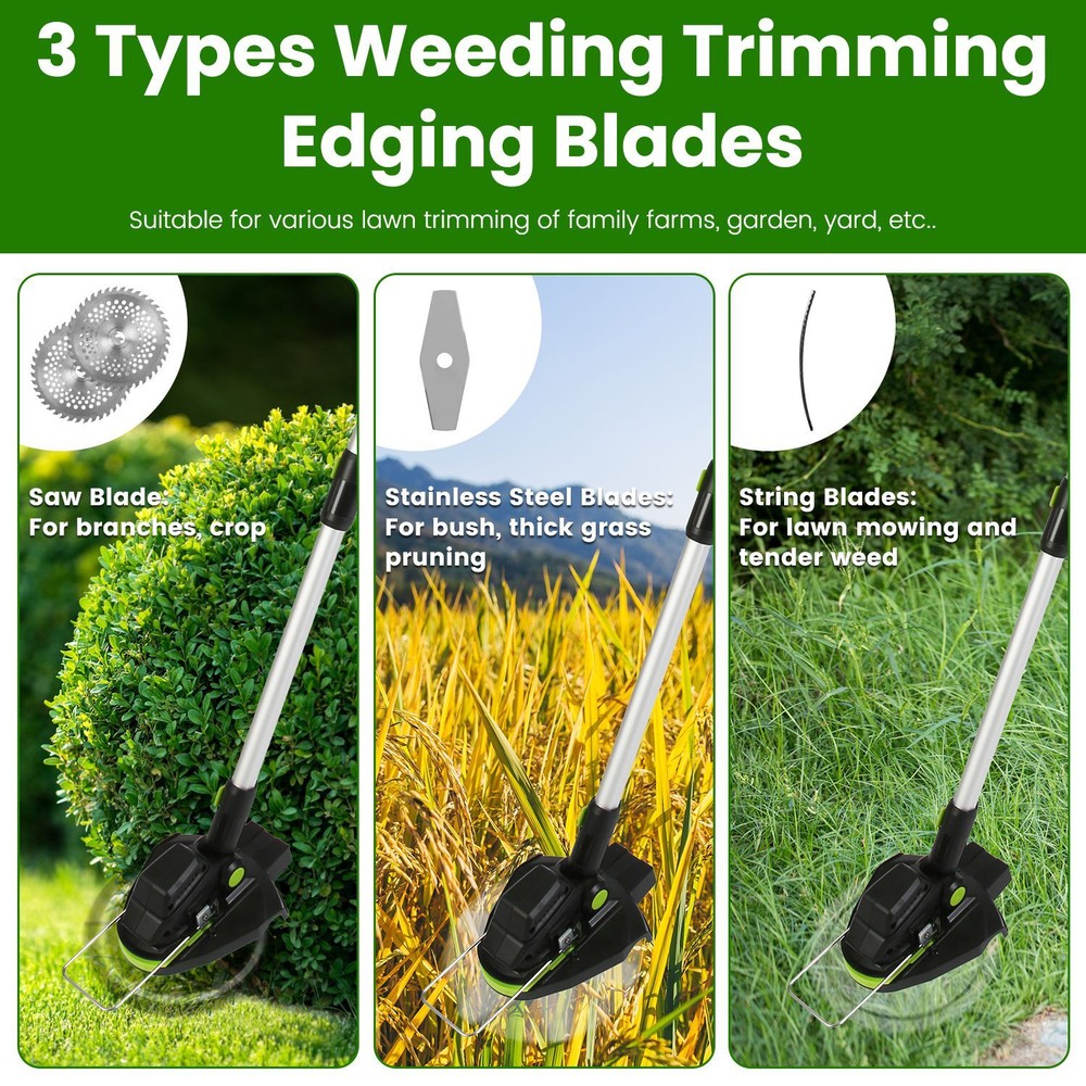 21V Cordless String Trimmer Edger WeedWhacker Grass Eater Lawn Cutter 2 Battery