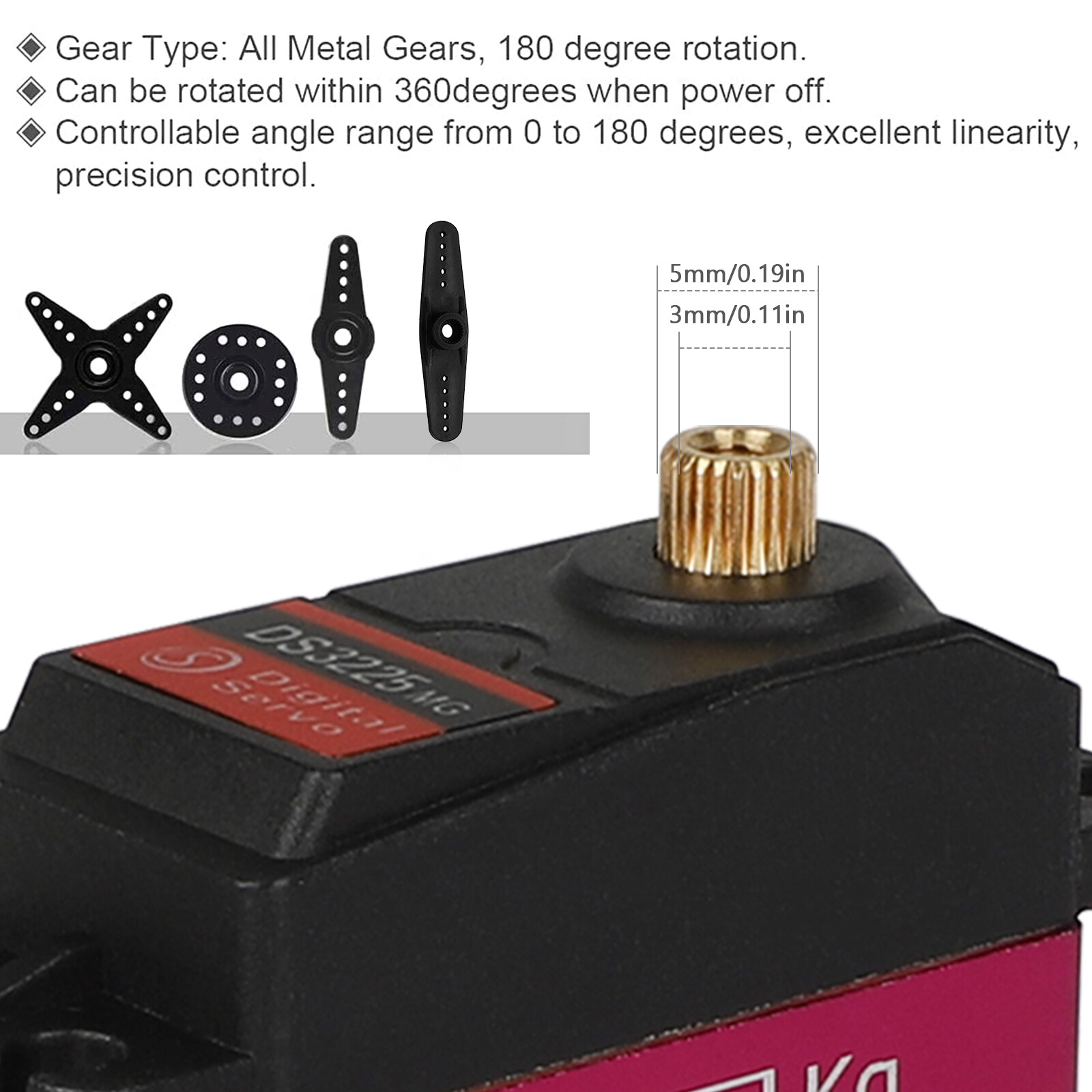 DS3225 25KG Metal Gear Digital Servo Waterproof High Torque for 1/8 1/10 RC Car