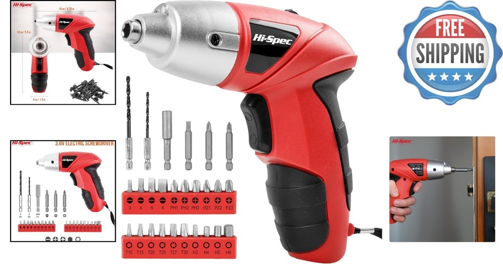 Compact 3.6V Cordless Rechargeable Screwdriver with 26 Bits for Home Projects
