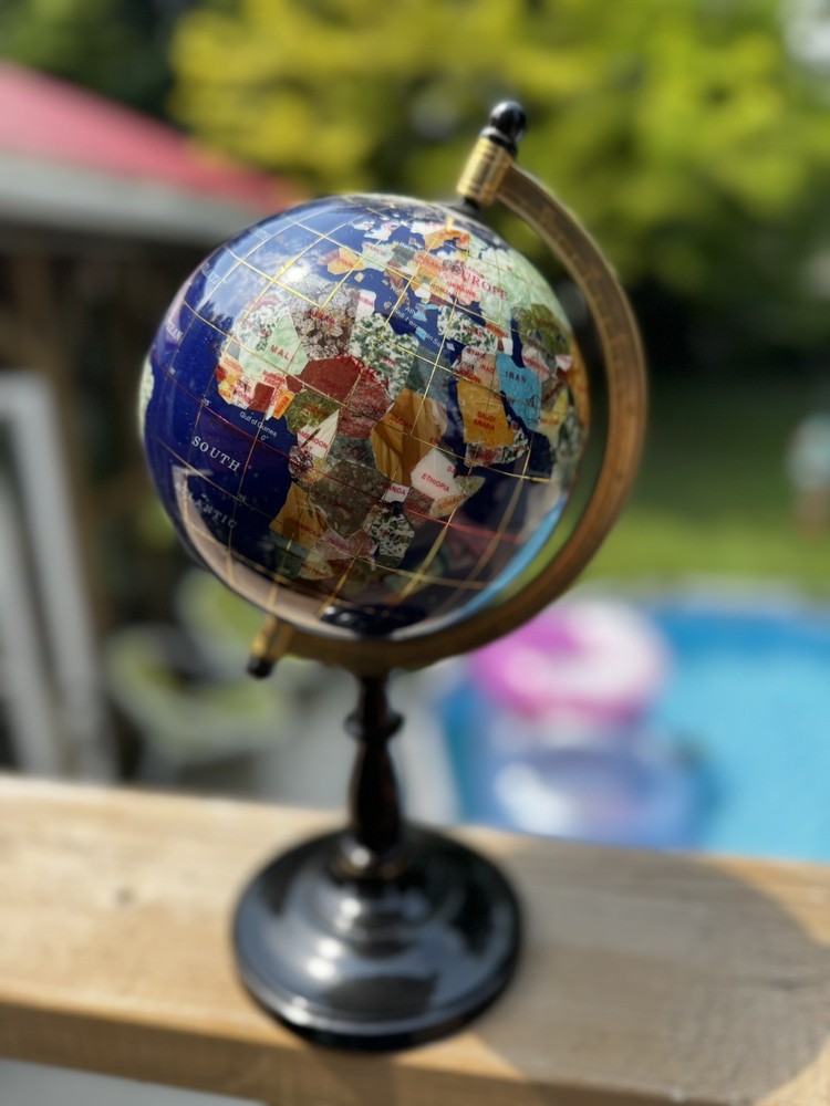 Vintage Gemstone Desk Globe Excellent