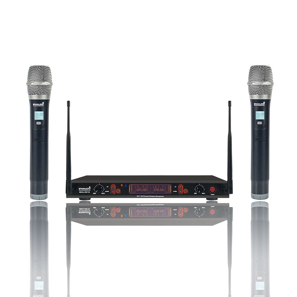 Wireless Microphones System Dynamic 2Channel Handheld Mic Karaoke UHF Microphone