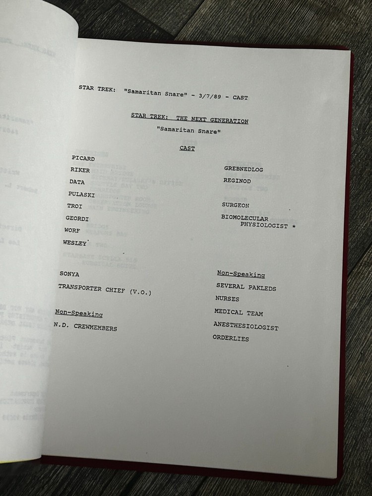 STAR TREK Script The Next Generation Samaritan Snare 3rd Revised Final Draft