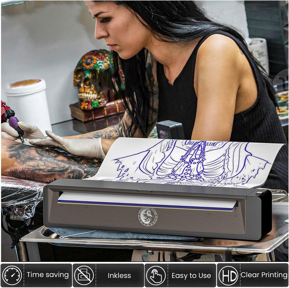 Wormhole Tattoo Stencil Printer Wireless Bluetooth 2,500mAh Battery Dark Grey