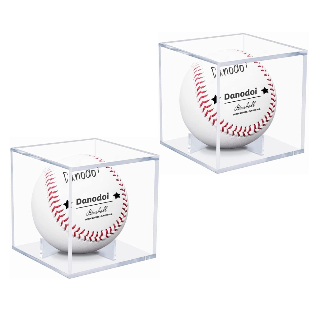 2 Pack Baseball Display Case UV Protected Acrylic TWO PACK, Clear-2
