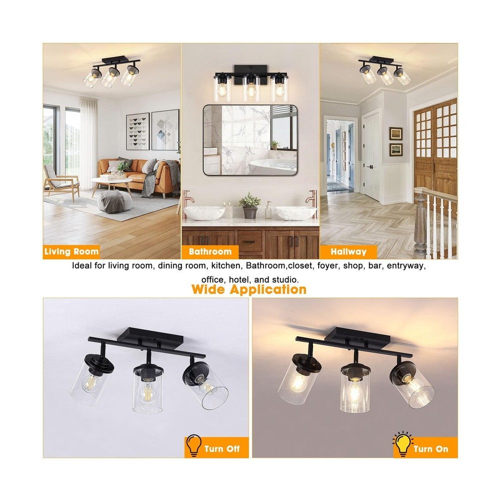 FadimiKoo 3-Lights Semi Flush Mount Ceiling Light, Adjustable Kitchen Light F...