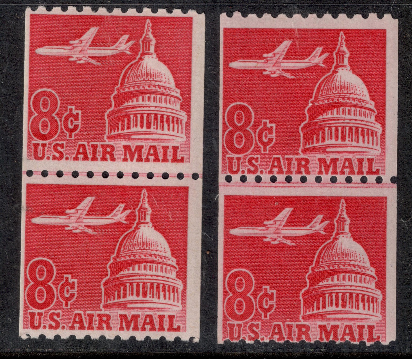 Scott #C65 & C65a Plain and Tagged Line Pairs MNH