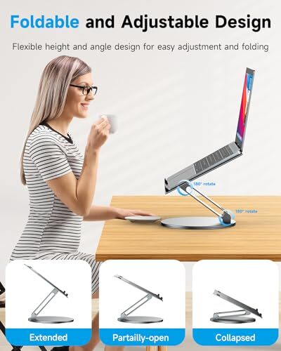 Portable Foldable Laptop Stand, Adjustable Height Ergonomic B4-Base, Grey