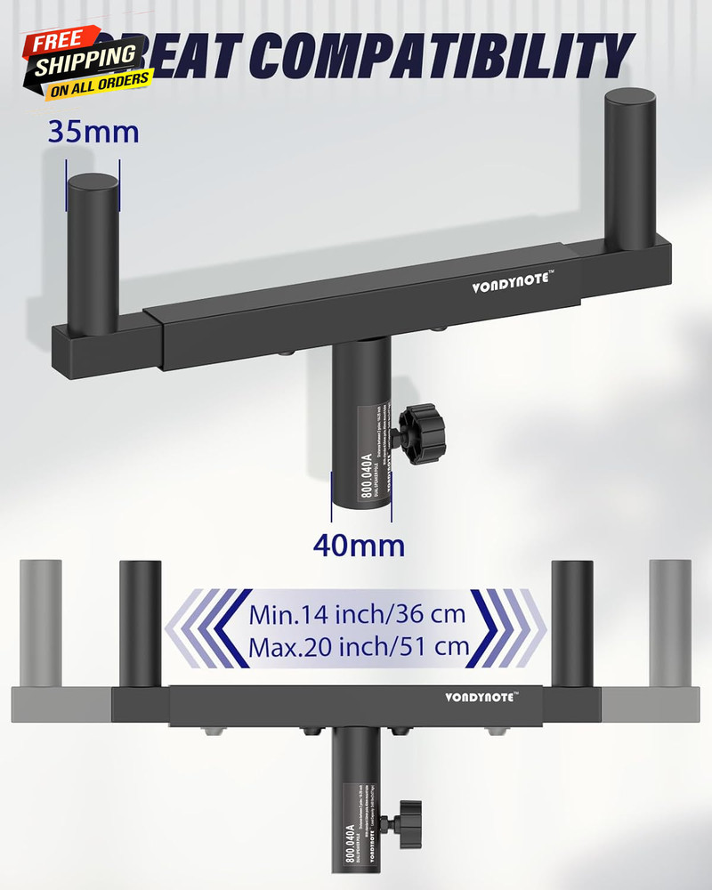 Dual Speaker Mount Bar Mounting Fork Bracket Speaker Pole Width Adjustable 💪