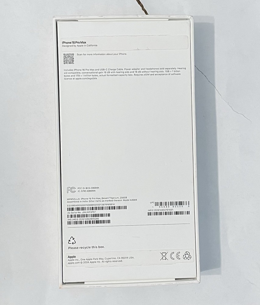 Apple iPhone 16 Pro Max Desert Titanium 256GB Smartphone BOX ONLY