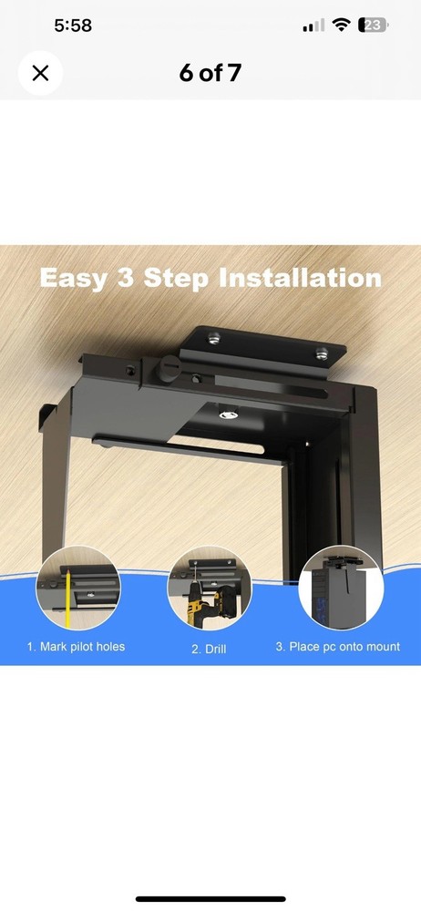 Suptek Adjustable Under Desk and Wall PC Mount, Computer Case CPU Holder Unde...