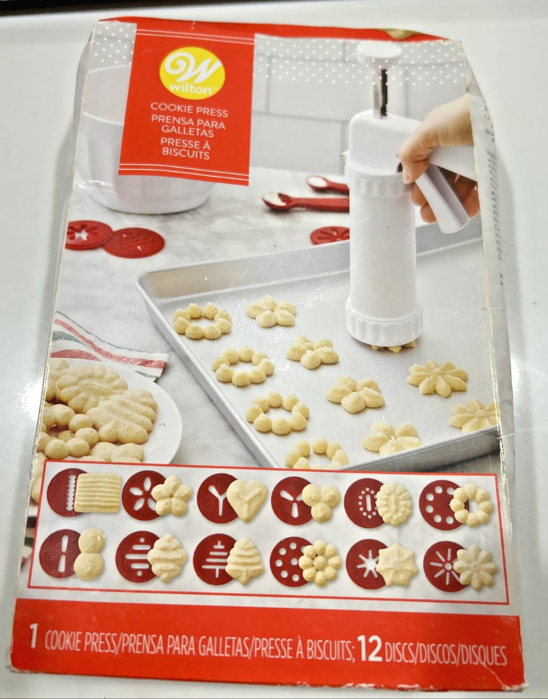 WILTON Cookie Press Box Set  Cookie 12 Discs Complete Baking Cooking