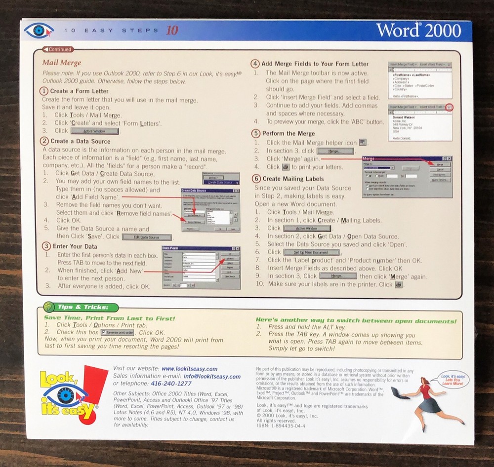 Microsoft - Look, It's Easy Word 2000 Reference Card