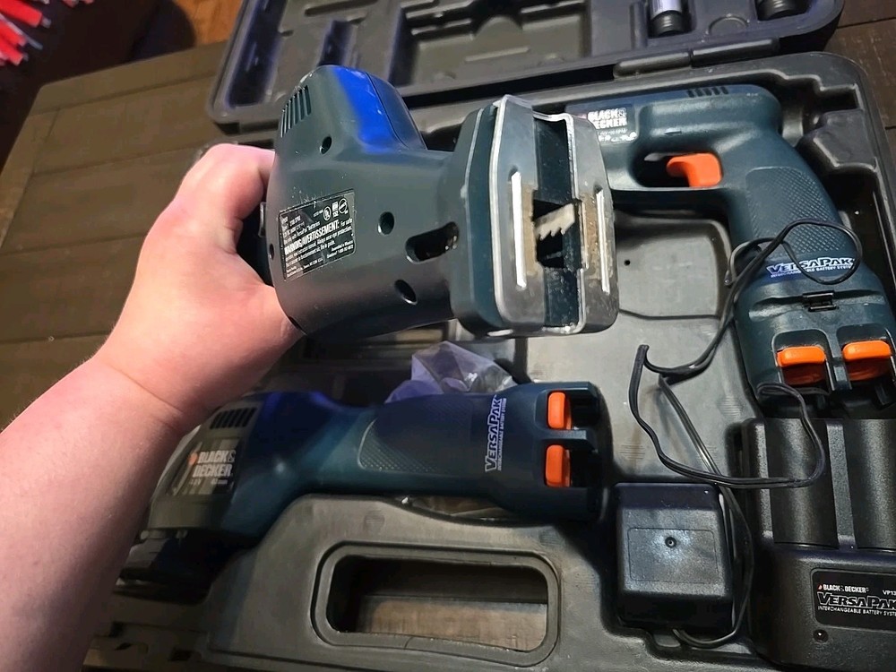 Black And Decker 4 piece Tools Versa Pak 7.2v- Drill, Sander, Flashlight, Saw