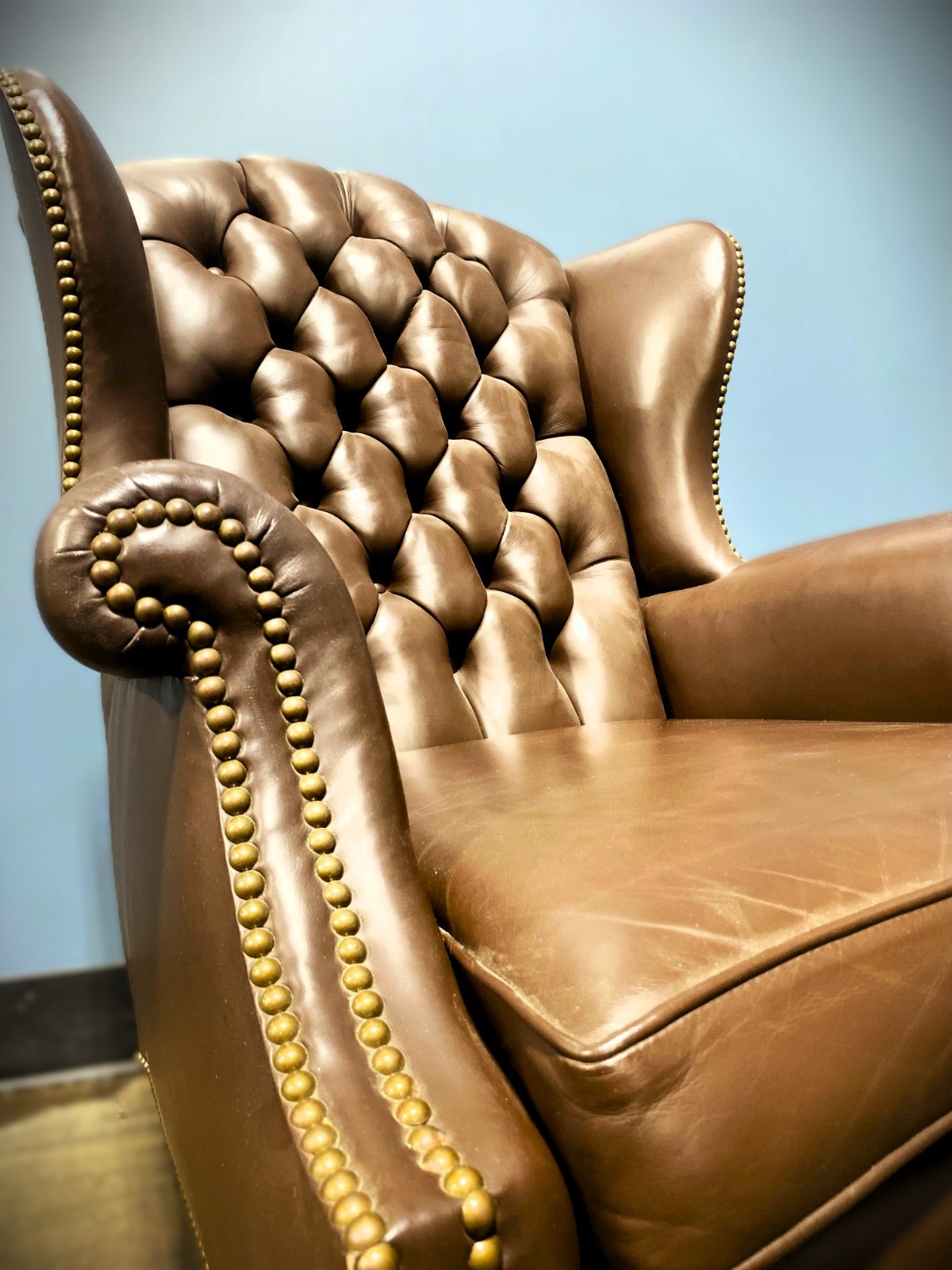 Leather Kittinger Executive Swivel Chair - Hog Hair - Brown - Vintage