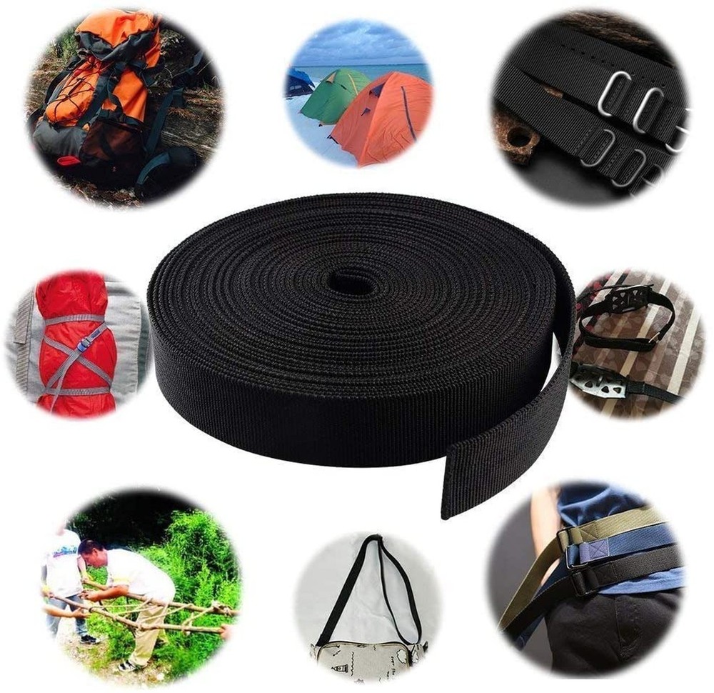Black Nylon Heavy Duty Webbing Strap，Polypropylene Heavy Straps for Bags,