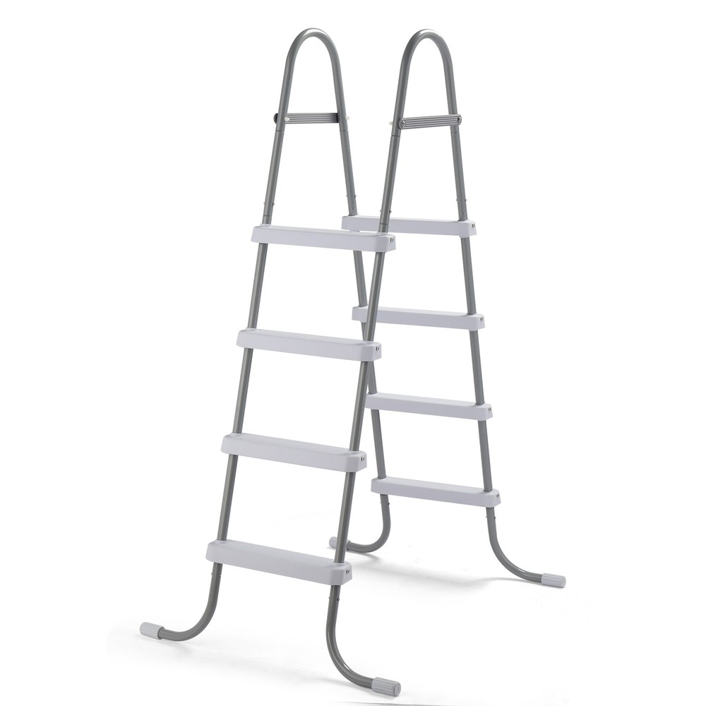 52" 4-Step Pool Ladder, Iron Grey Frame & White Steps, Sturdy