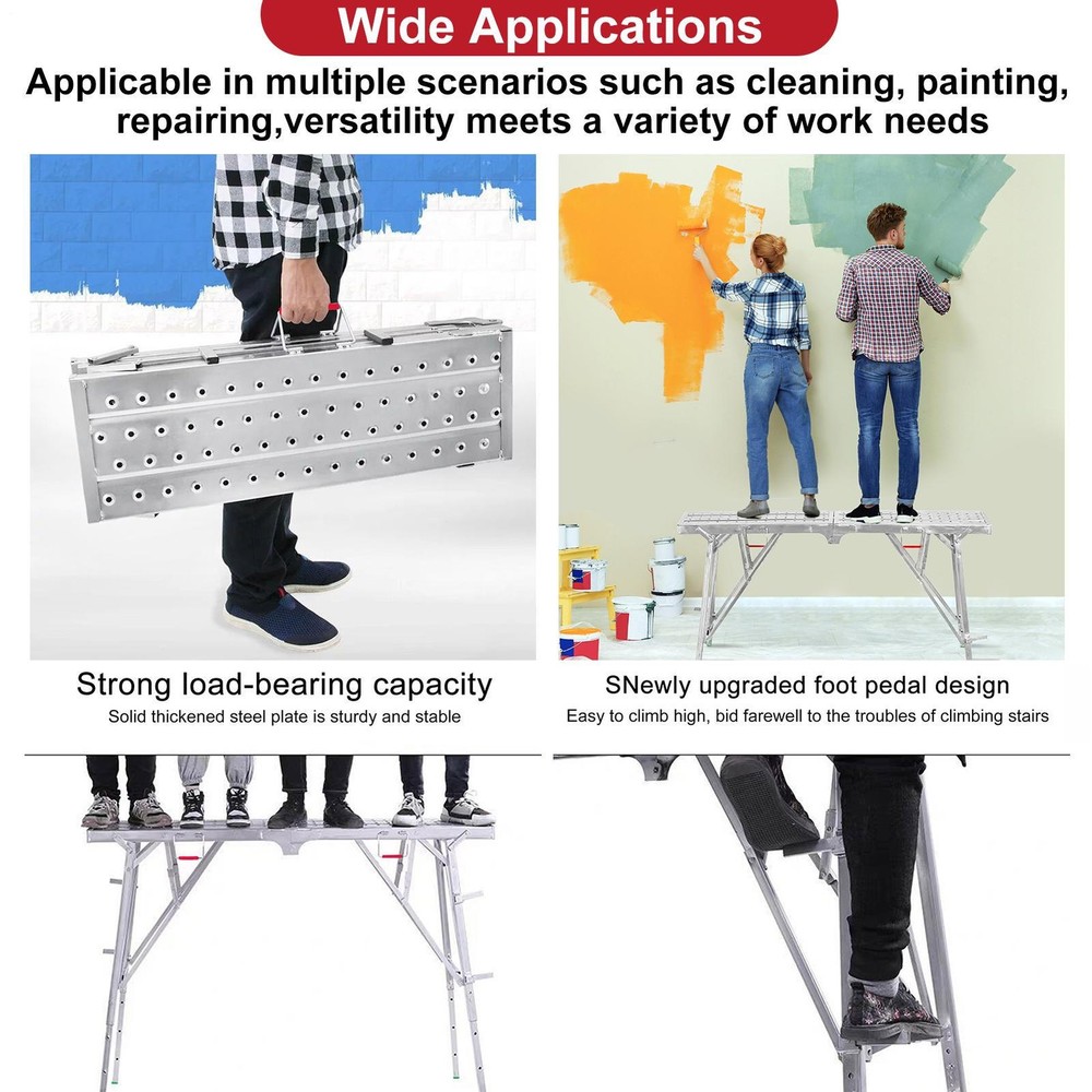 Portable Folding Scaffolding Platform Work Bench Scaffold Adjustable Height