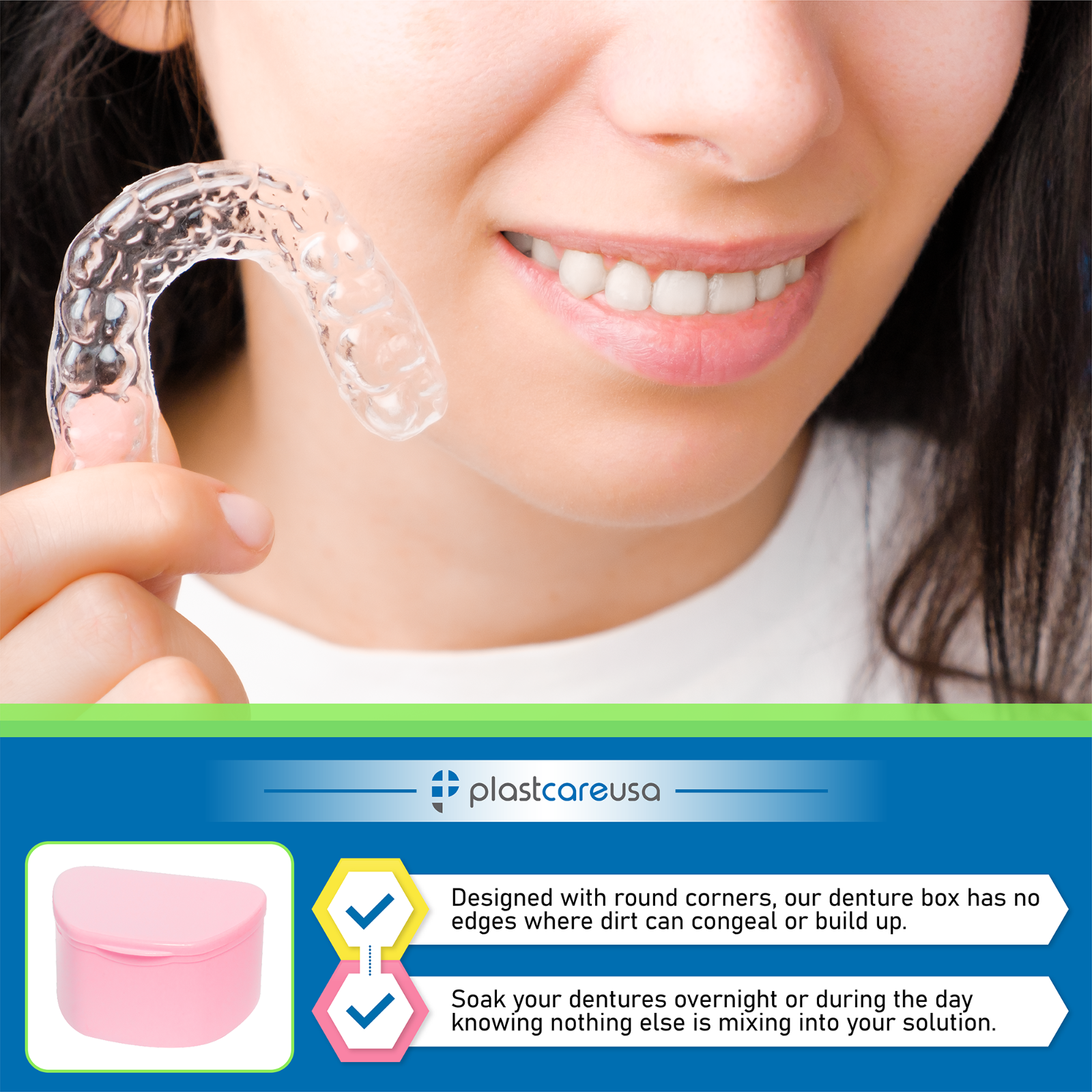 5 Pack Denture Case for Retainer, Teeth Dental Guard Container Holder Bath