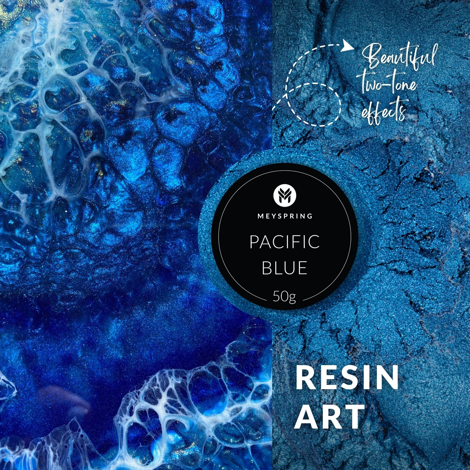 MEYSPRING Pacific Blue Mica Powder for Epoxy - Two Tone Resin Color Pigment