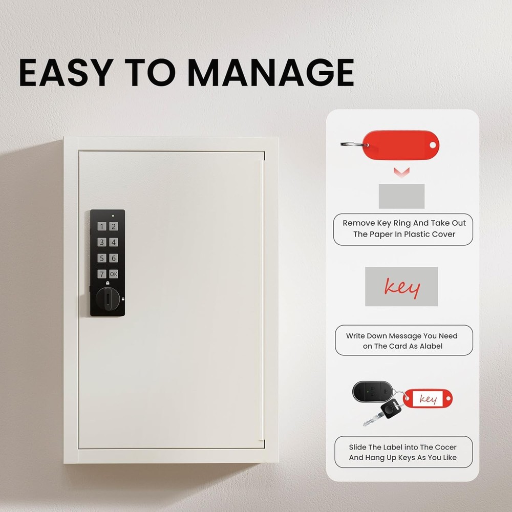 Electronic Wall-Mounted Key Lock Box with Code - Secure Key Storage Cabinet