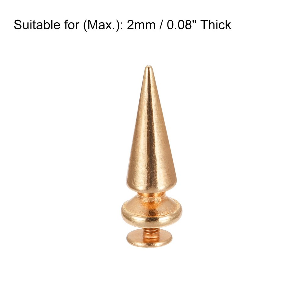 10x26mm Screw Back Rivets, 30 Set Solid Leather Studs DIY Gold Tone