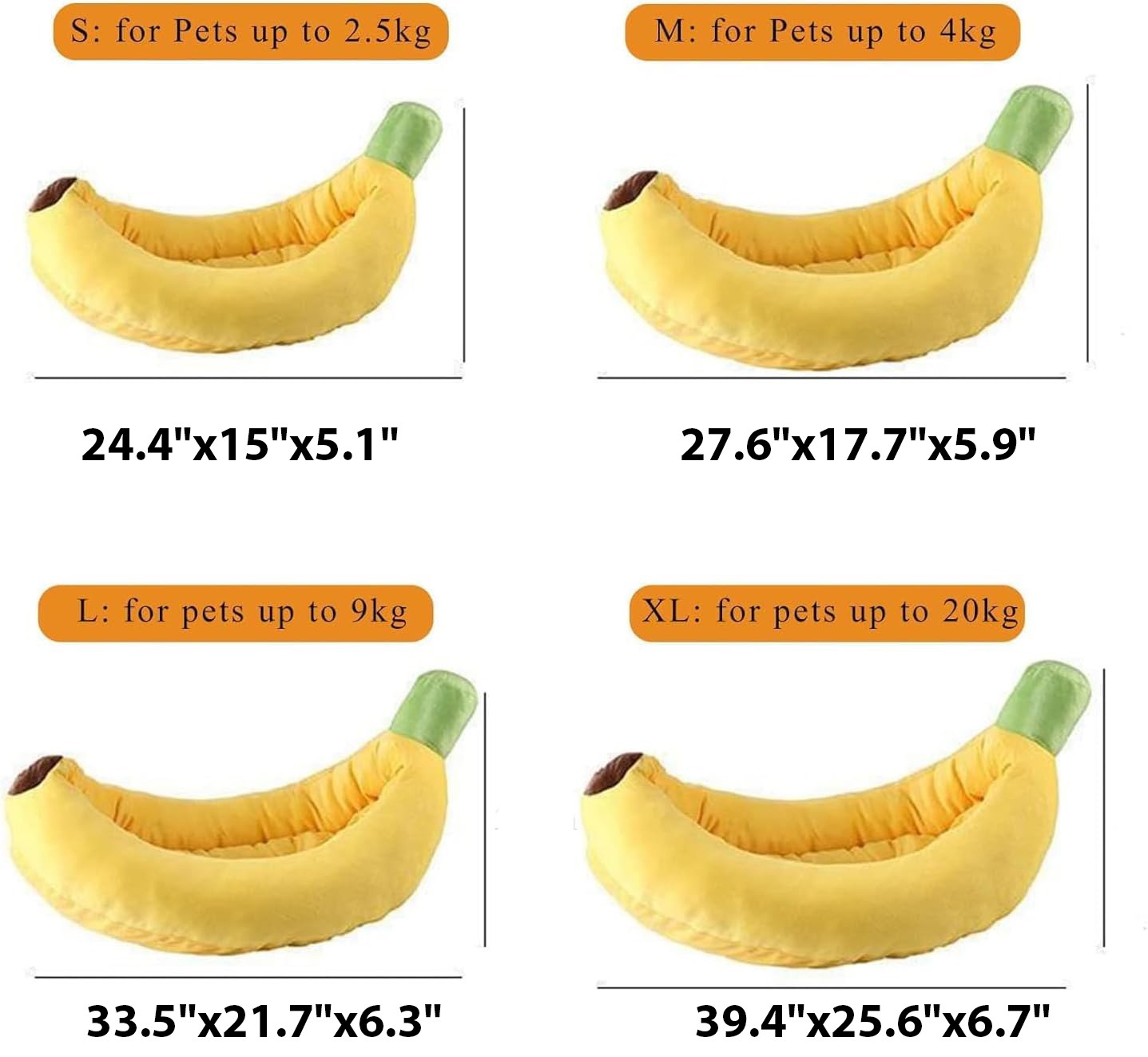 Banana Bed for Cats Dogs, Banana Pet Bed, Creative Fluffy Banana Boat Shape