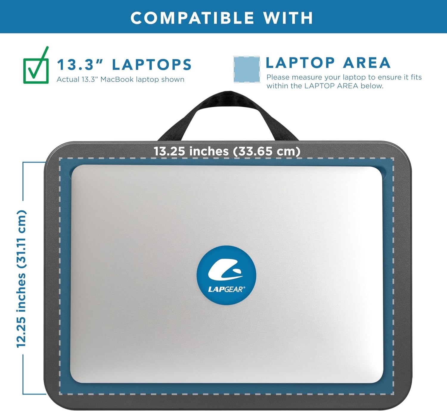 LAPGEAR Compact Lap Desk - Fits up to 15 Inch Laptops - Charcoal - 43105