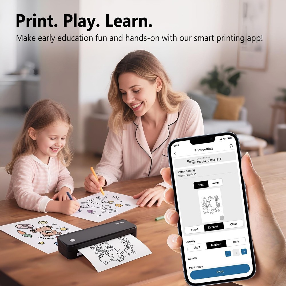 Gloryang Inkless Portable Printer for Travel, Wireless Thermal Printer