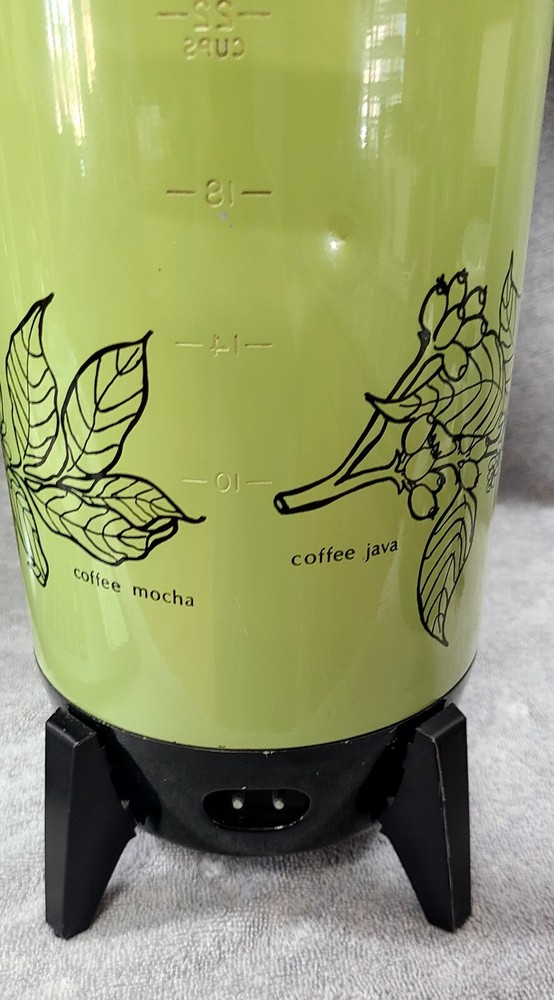 Mirro-Matic 22 Cup Coffee Mocha Java Green Electric Percolator Model M-9294-47