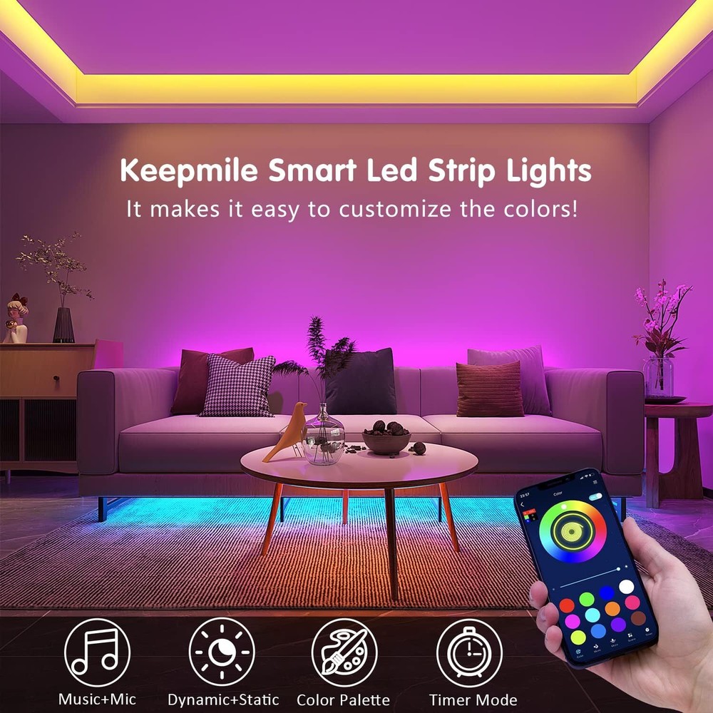 Keepsmile 100ft Led Strip Lights Bluetooth Smart App Control