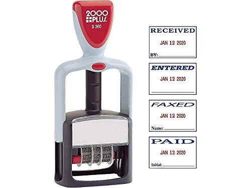 Self-Inking Date and 4 Phrase Stamp Blue/Red