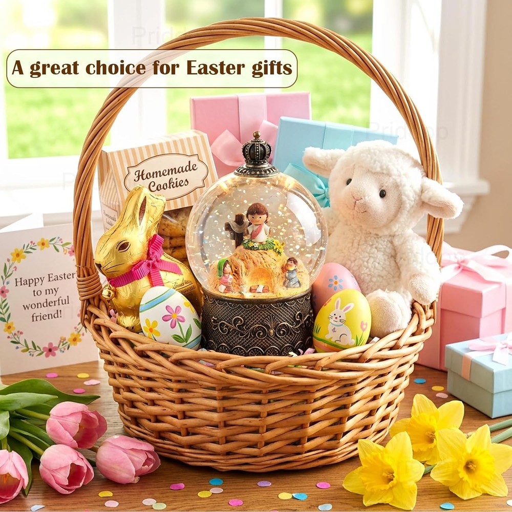 Elegant Empty Tomb Easter Snow Globe with 6H Timer – Christian Decor Gift