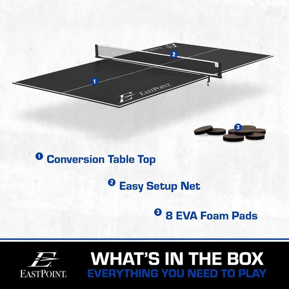 Eastpoint Foldable Table Tennis Conversion Top - 9 Ft X 5 Ft, Blue - Net & Posts