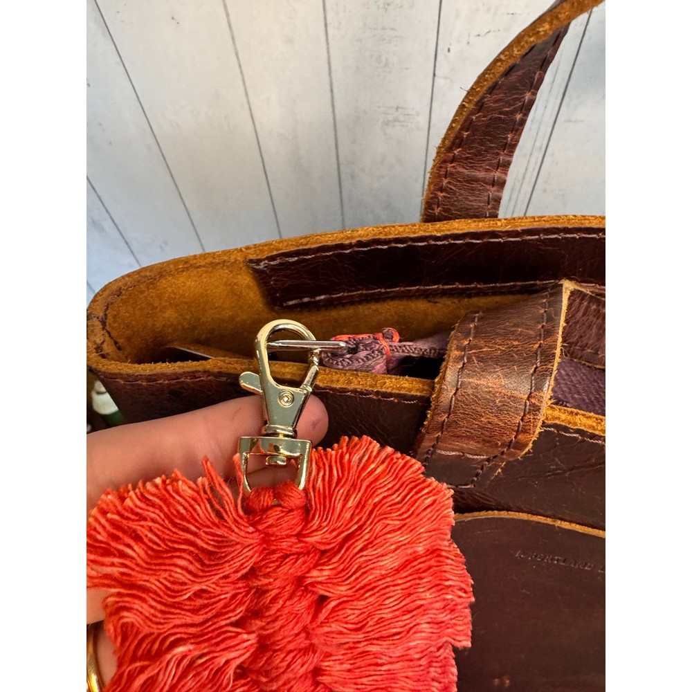 Red Speckled Macrame Feather Bag Charm Macrame Boho Red Accessories Fast Ship