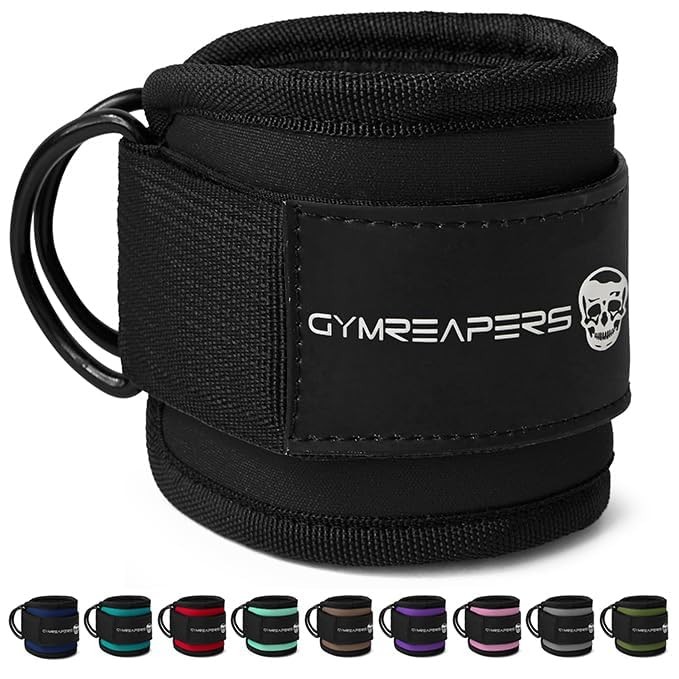 Gymreapers Ankle Strap (Single) For Cable Machine Kickbacks, Single, Black