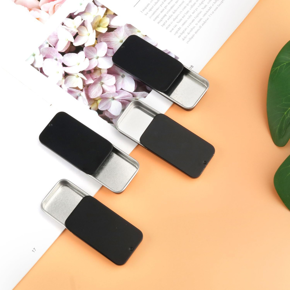 20 Pack Metal Slide Top Tin Containers Rectangular Small Tin Containers for Lip