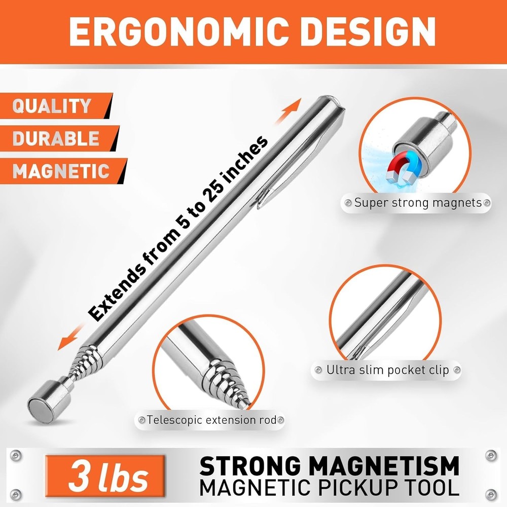 4 - PIECE Magnetic Pickup Tools Kit | Extendable Telescoping Magnet Pick up Tool