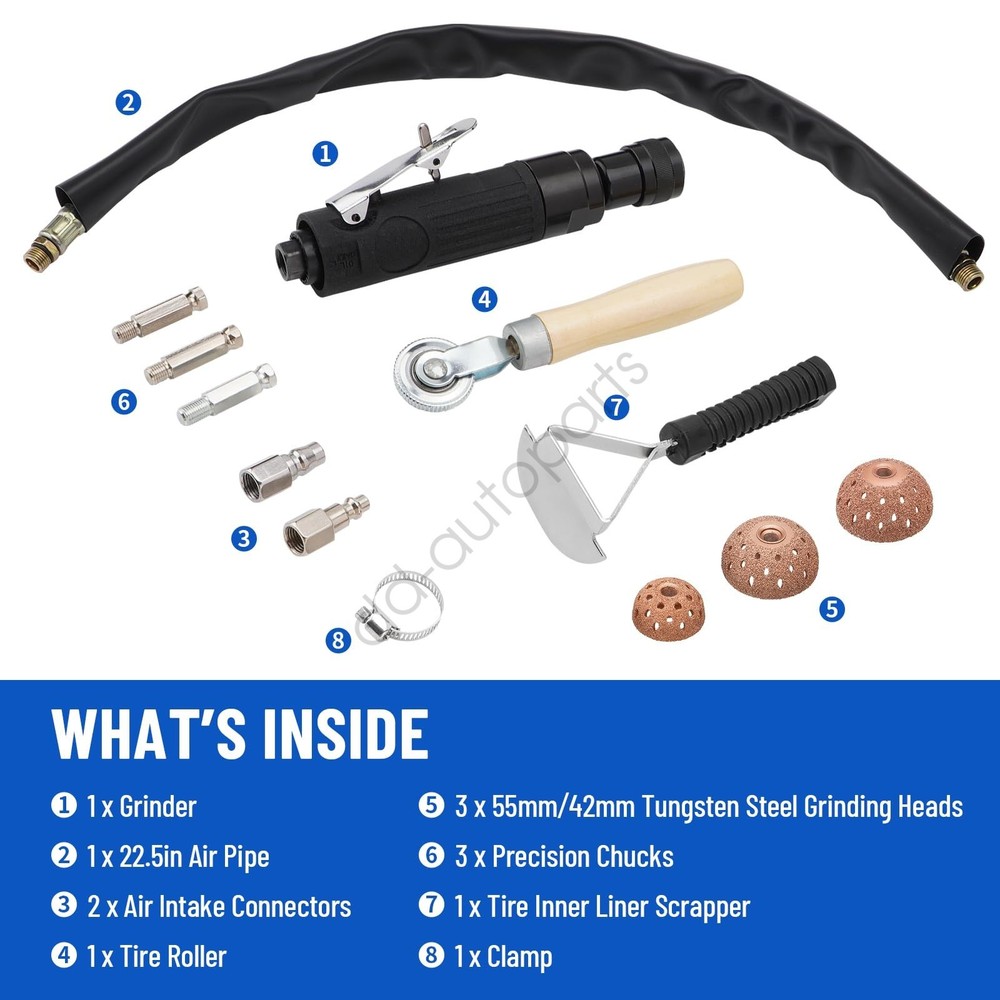 Tire Patch & Polish Kit: 2500 RPM Buffer, Scraper, Roller, Durable Wheel