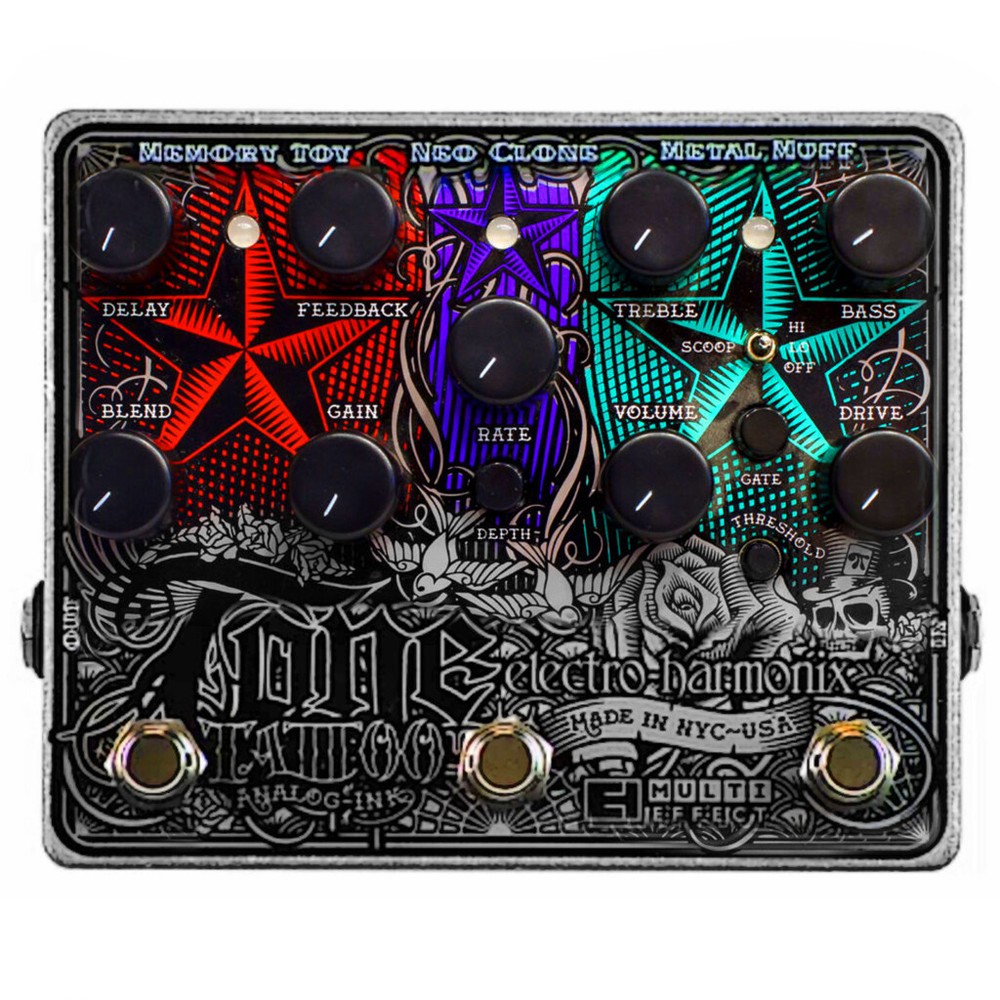 Electro-Harmonix Tone Tattoo Distortion Chorus & Delay Multi Effect Pedal