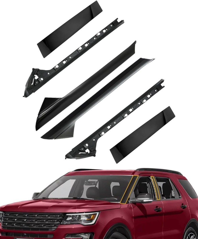 Windshield Trim Molding, A & B-Pillar Set, Compatible with 2011-2016 Ford Explor