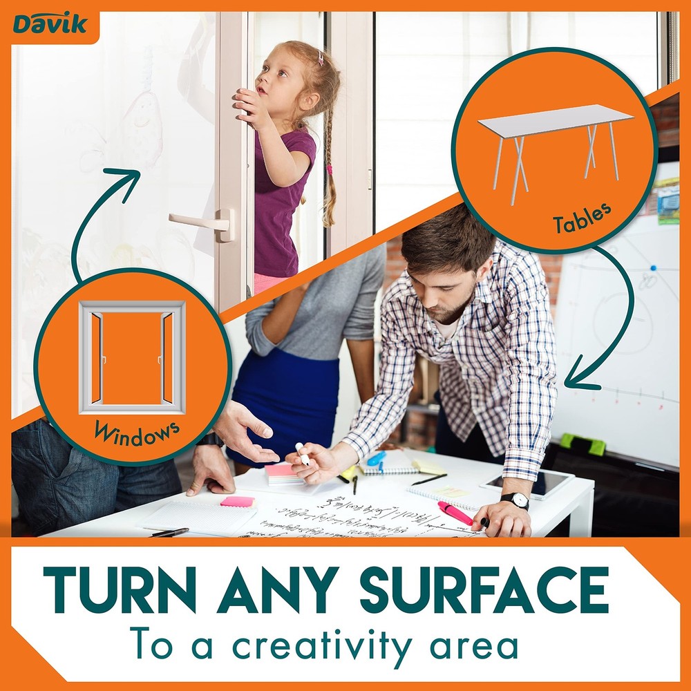 Davik - Multi-Purpose, Easy Cut and Setup Whiteboard Sticker - Customizable P...