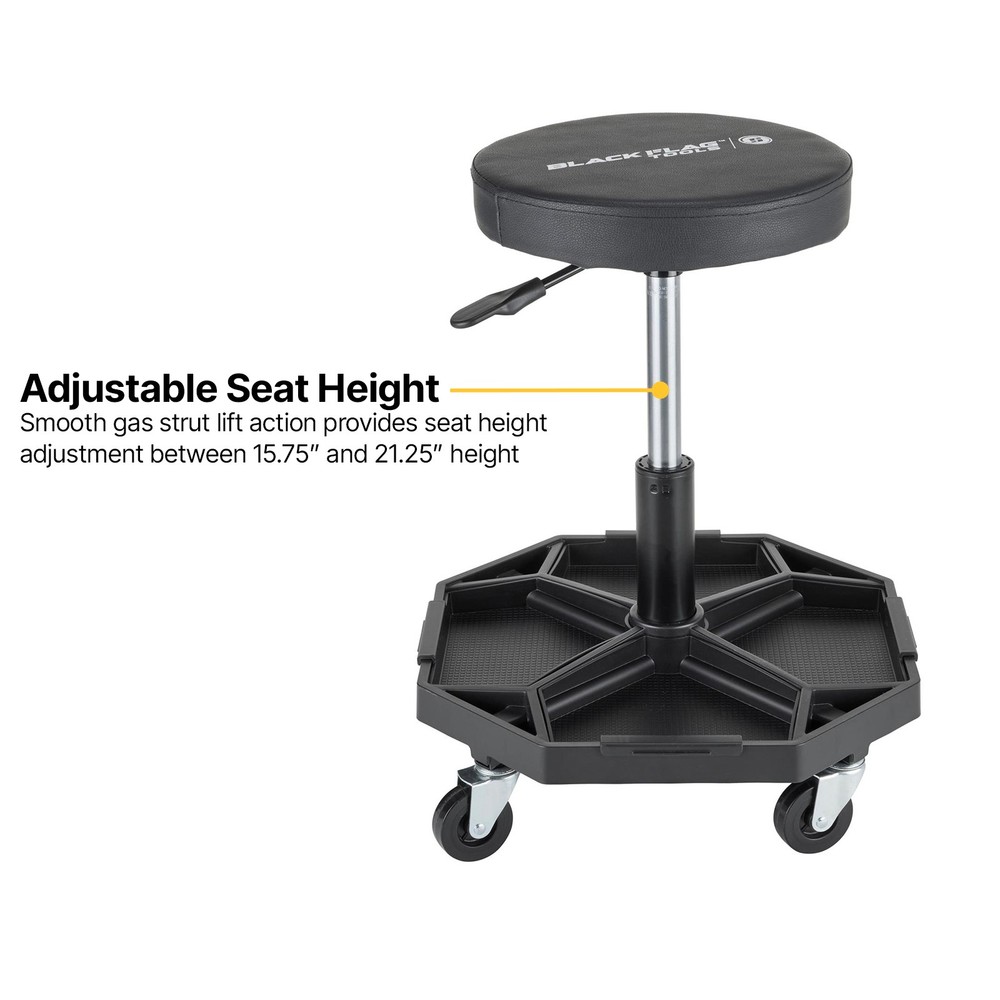 Black Flag™ Padded Rolling Mechanic Stool with Tool Tray